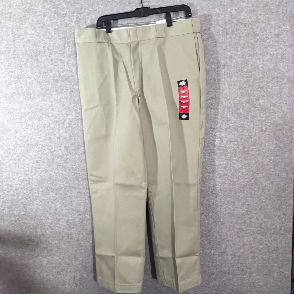 Dickies 874 Original Fit Work Pants Mens 38X28 Khaki Tan Straight Leg Minimalist